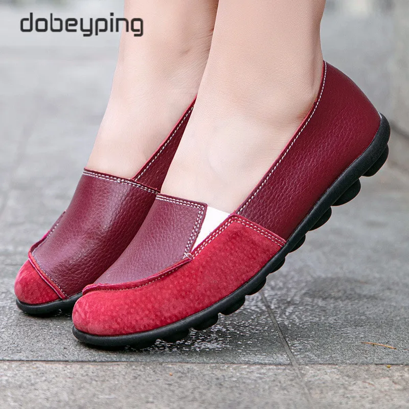 New  Spring Autumn Woman Loafers Casual Moccasin Women Flats Genuine Leather Female Shoes Slip On Women's Shoe Plush Size 35-44