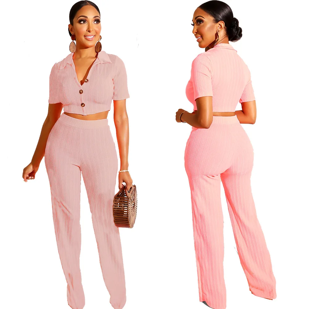 2019 женский летний вязаный свитер с коротким рукавом и отложным воротником топ