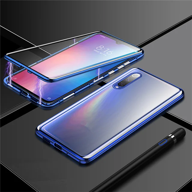 blue 360 полный защитный чехол для samsung A50 магнитное заднее стекло на Galaxy A20 A30 A50 a 50 30 металлический адсорбционный чехол - Цвет: blue