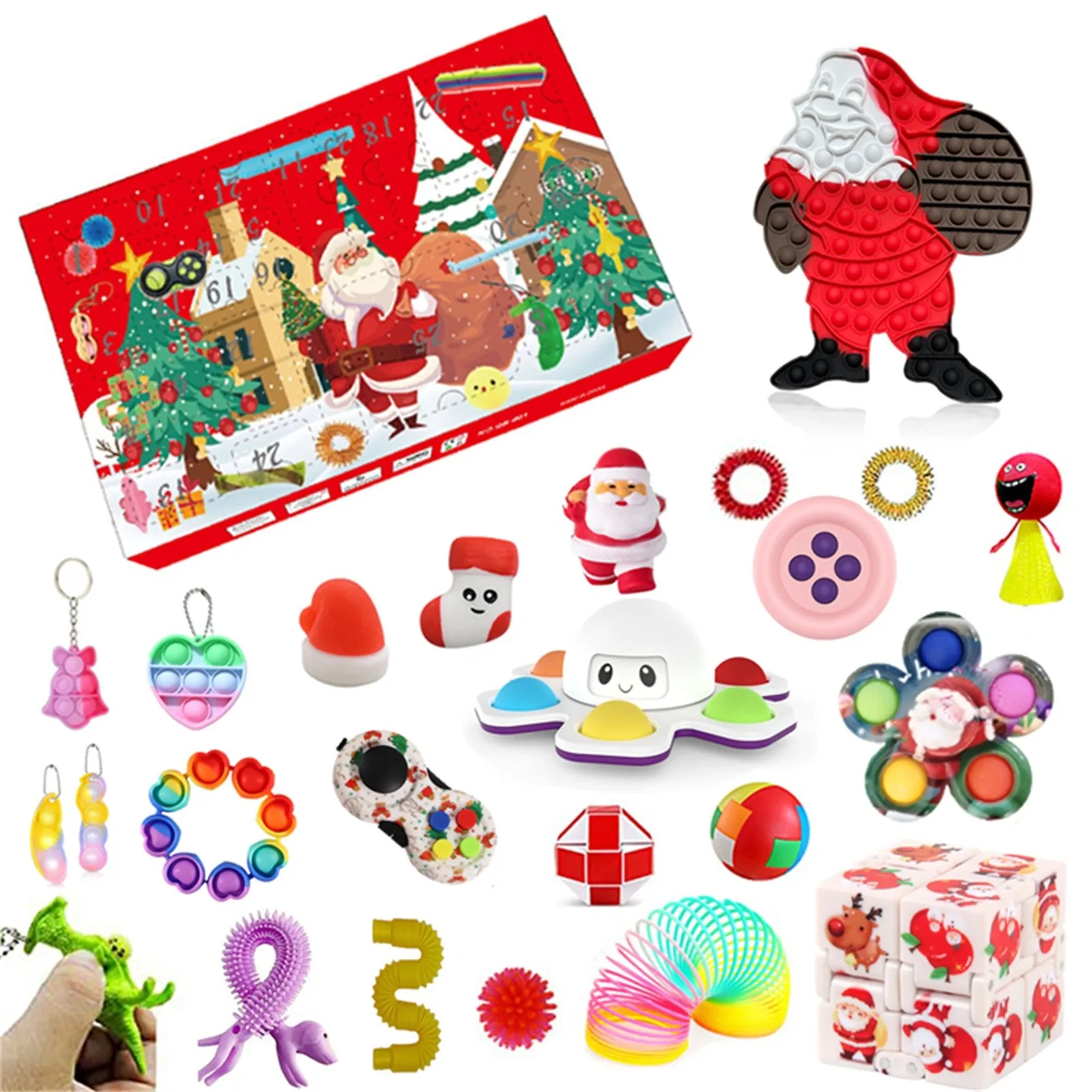 

Popite pop its Christmas Gitf фиджет календарь для Адвента 2021 игрушка для детей календарь для Адвента фиджет игрушки Поп ит