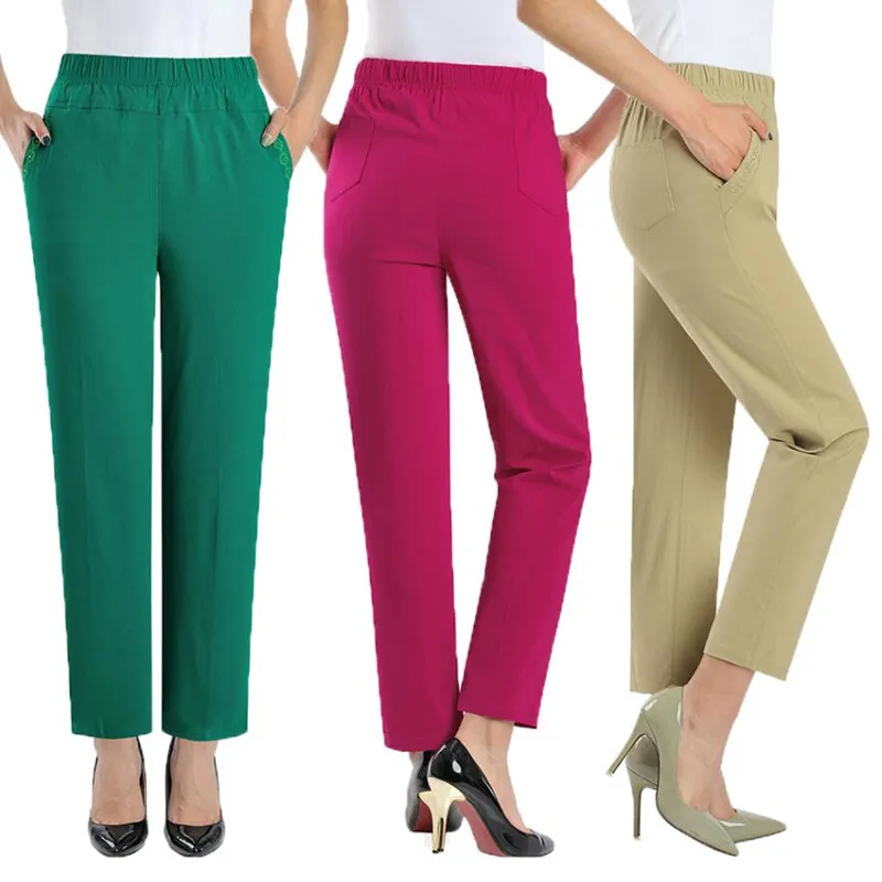 

Женская Повседневная обувь из эластичной ткани на хлопковой основе штаны весенне-летний сезон; Свободные брюки для девочек штаны с эластич...