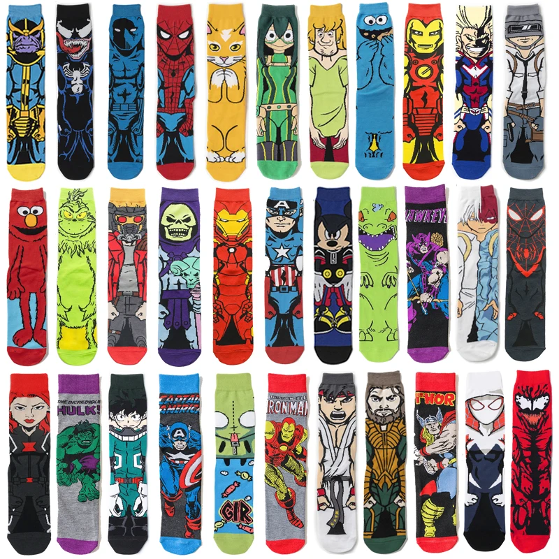 Hot sale Fashion men's funny socks fashion women's personality anime socks cartoon fashion skarpety high quality sewing pattern