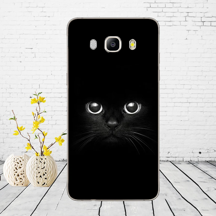 280DD kawaii аниме с изображением черного кота глядя глаза чехол для Samsung Galaxy a3 a5 2017 A6 A8