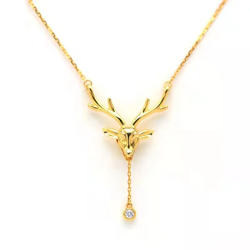 

Vintage Fashion Personality Gold Necklace Elk Anime Pendant Grunge Gothic Accessories Cute Aesthetic Y2k Jewelry Christmas Gift.