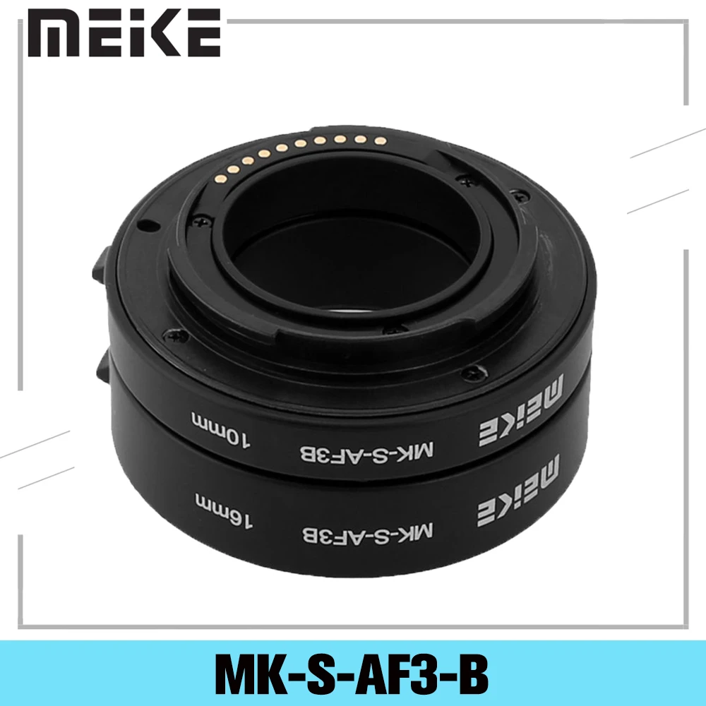 Meike MK-S-AF3-B Plastic Extension Tube Close Shot Adapter Ring Lens for Auto Focus Sony NEX Micro DSLR 10mm 16mm E-Mount Camera