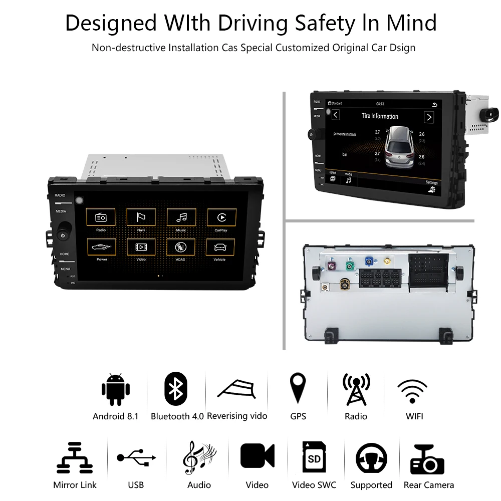 Умная Система питания 4 + 64 ГБ Автомобильный мультимедийный плеер DVD android 10 9 дюймов