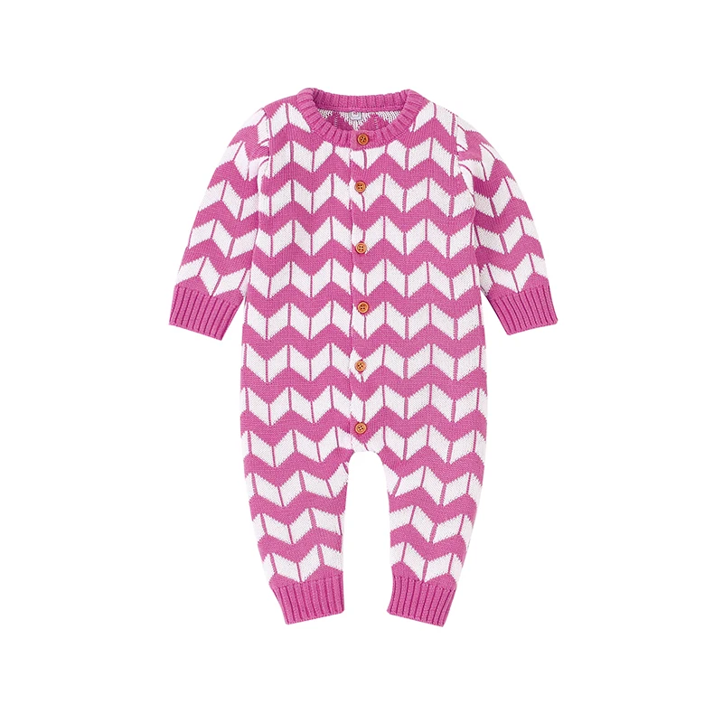 Вязаный для новорожденных Детский Модный комбинезон в полоску детей ясельного