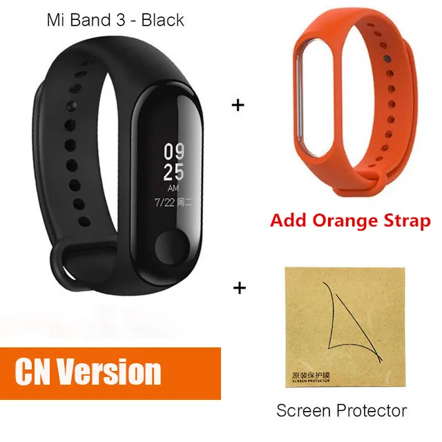 Mi 3 CN orange film Xiaomi mi band 3 mi Band 4 новейший музыкальный умный Браслет пульсометр фитнес 135 мАч 3 Цвета экран Bluetooth 5,0 - Цвет: Mi 3 CN orange film