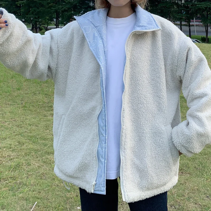 Женские зимние теплые пальто из искусственной овечьей шерсти верхняя одежда с