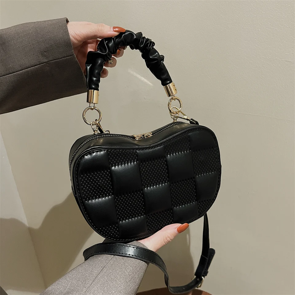 

2022 Branded Design Women Handbags Fashion 3D Plaid Design Handbags Female Apple Shape Small Crossbody Bags