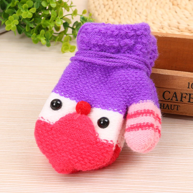 Новые зимние детские вязаные перчатки мультяшный шнурок полный палец варежки