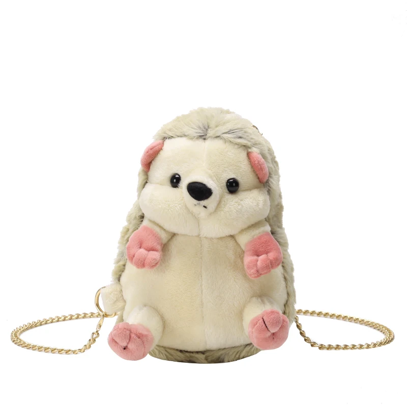 

Cute Handbag Plush Cartoon hedgehog Shoulder Bag Plush Toy round Crossbody Messenger bag birthday gifts to girlfriend