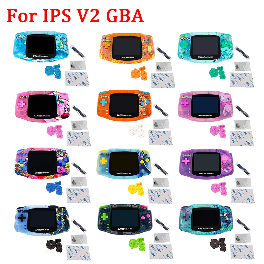 Новый чехол с кнопками для набора ЖК экранов GBA IPS V2 со стеклянной крышкой