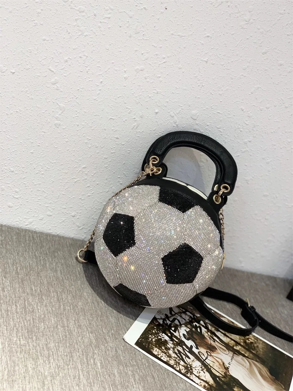 

New basketball shape handbag fashion rhinestone ladies handbag shoulder bag female diamond messenger bag spherical lady bag