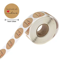 500pcspack roll handmade with love label gift craft packaging label sticker kraft paper gloss stickers 25mm