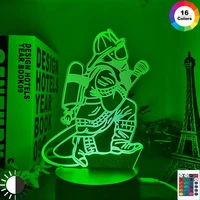 acrylic 3d illusion led night light firemen figure nightlight for room decoration lighting cool gift for firefighters table lamp