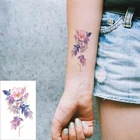 Переводная тату-наклейка, милый розовый цветок, лист, боди-арт, водостойкая Временная имитация тату, тату для мужчин и женщин