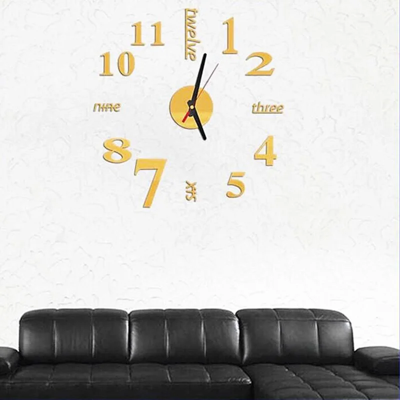 

Hot 50cm DIY Creative Digital Acrylic Wall Clock Frameless Mirror Stickers Modern Art Decal Home Decor Modern Wall Clocks Decor