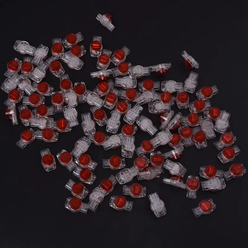 100 Pcs Data Phone Wire Butt Splice 3 Ports UR Connectors Red Clear | Обустройство дома