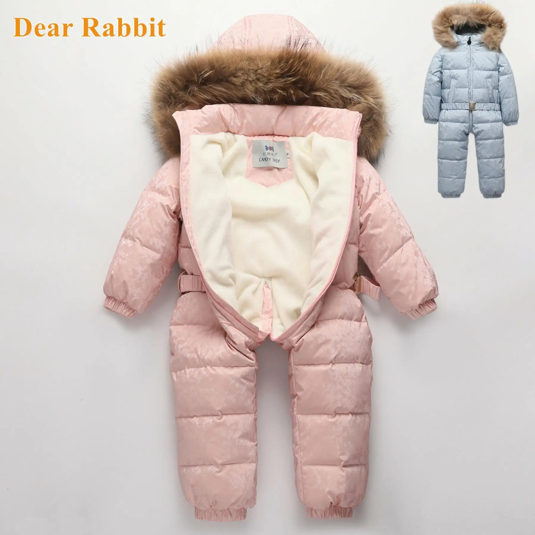 -30 Russian Winter coat Snowsuit New Boy Baby Down Jacket Outdoor Infant Clothes Girls Climbing For Kids Jumpsuit parka real fur