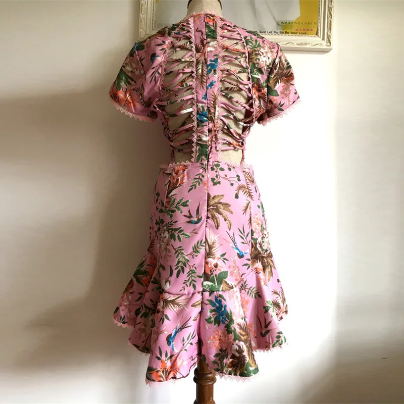 Женское летнее Хлопковое платье с круглым вырезом коротким рукавом и цветочным