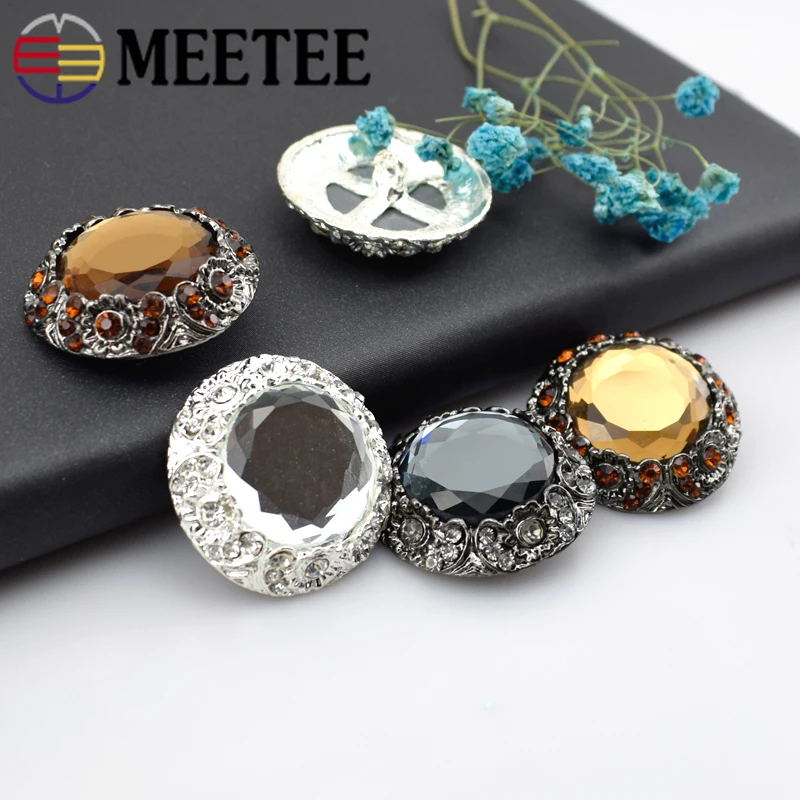 Meetee 4 шт. 25/28/38 мм круглые металлические стразы Кристальные пуговицы пальто для
