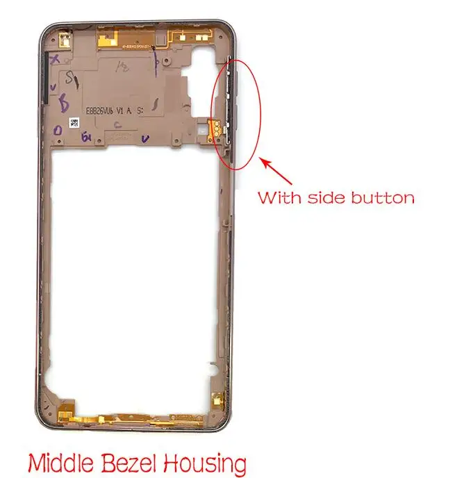 Middle Housing Gold Для samsung A70 A705F Задняя стеклянная крышка батарейного отсека Корпус переднего корпуса задняя крышка батарейного отсека - Цвет: Middle Housing Gold