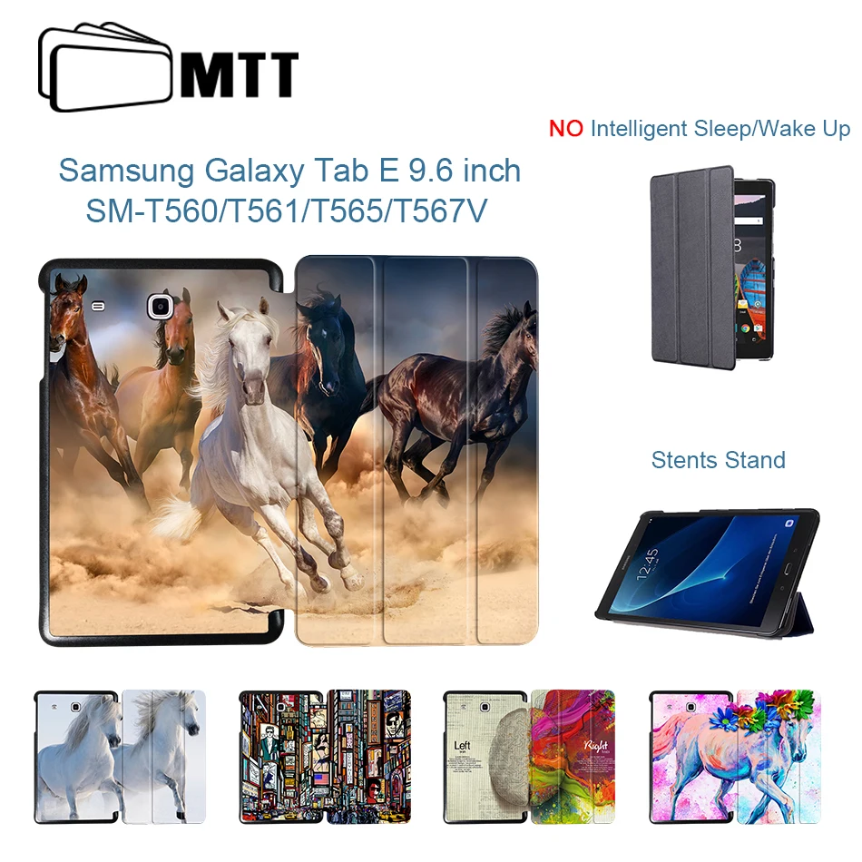 MTT чехол для планшета для samsung Galaxy Tab E 9,6 дюймов T560 T561 T565 T567V Тонкий чехол из искусственной кожи с трехслойной магнитной подставкой