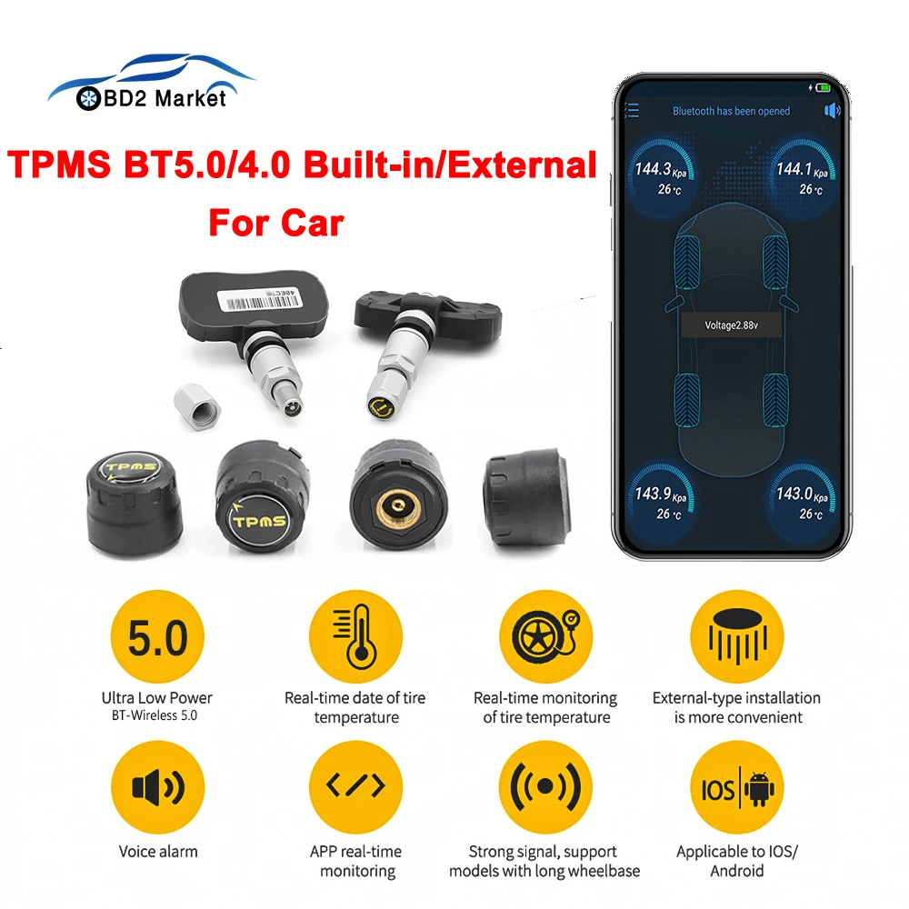 

Беспроводная система контроля давления в шинах TPMS BT 5,0, Автомобильный датчик давления в шинах для мотоцикла, автомобильная система мониторинга шин tpms TMPS Moto Android/IOS