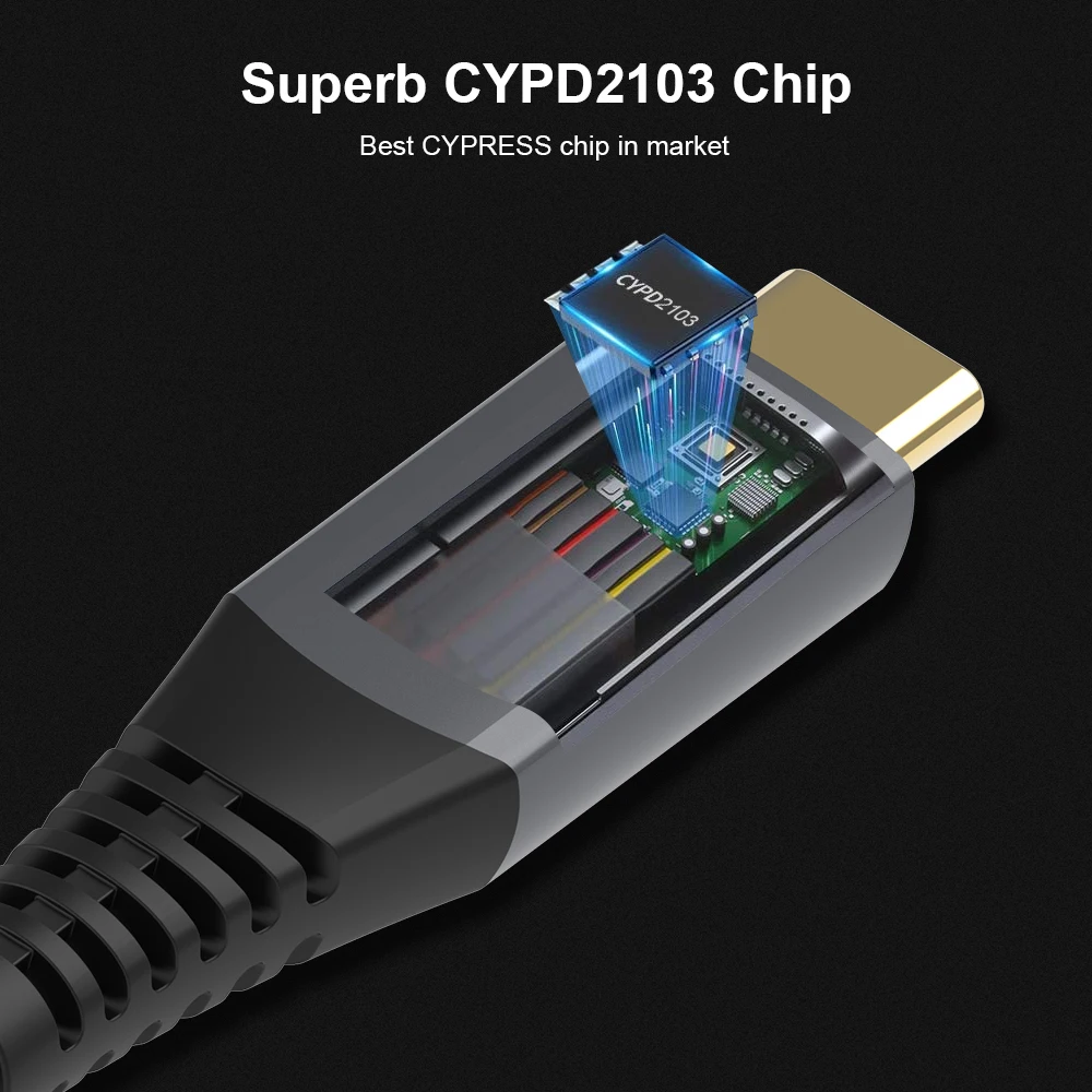 Thunderbolt 4 кабель PD 100 Вт 5K @ 60 Гц USB C к 40 Гбит/с USB4 Быстрый для MacBook внешний SSD eGpu