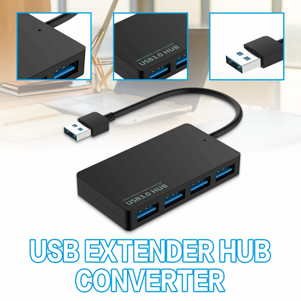 

POHIKS 1 шт. Портативный 4-Порты USB 3,0 адаптер прочный удлинитель для головок Hub конвертер для Windows XP/Vista/7/8/10