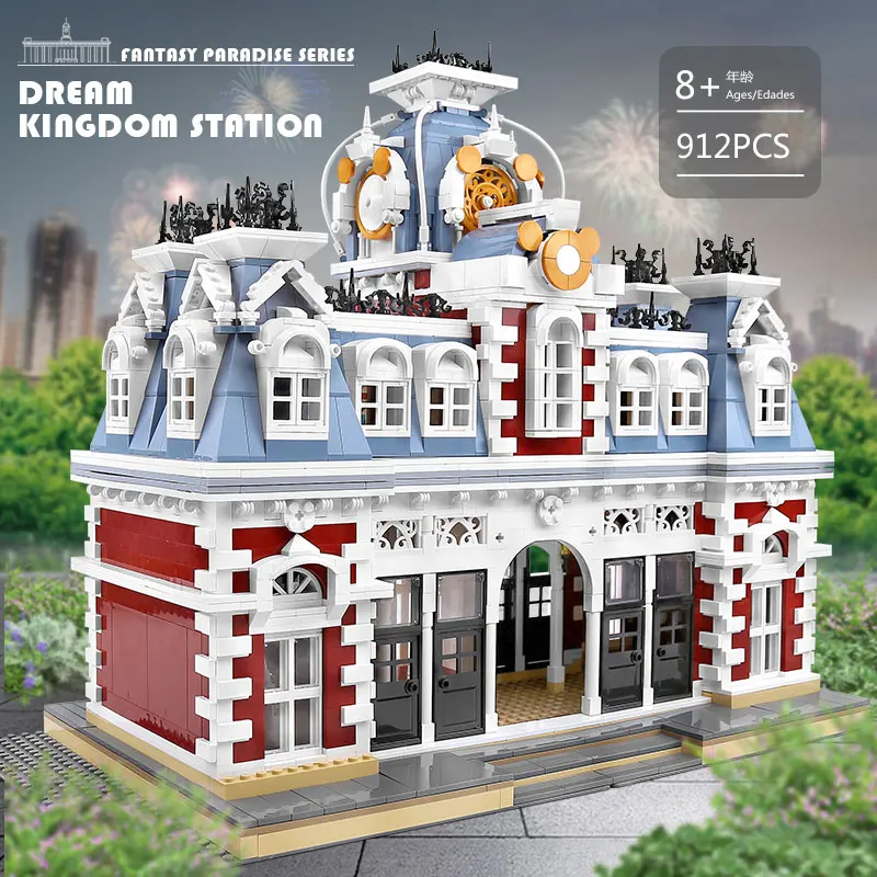 Строительные блоки Mould King 11004 уличный вид конструктор MOC The Station of Creamland сборная