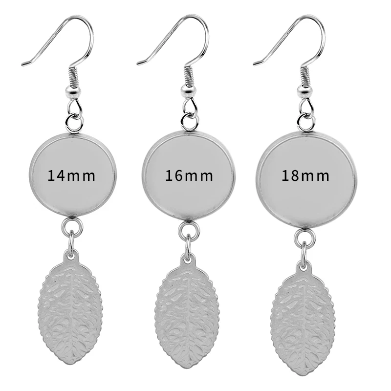 6pcs/lot 10 12 14 16 18 20mm Stainless Steel Blank Post Earring Stud Base Pins With Earring Plug Supplies For DIY Jewelry Making