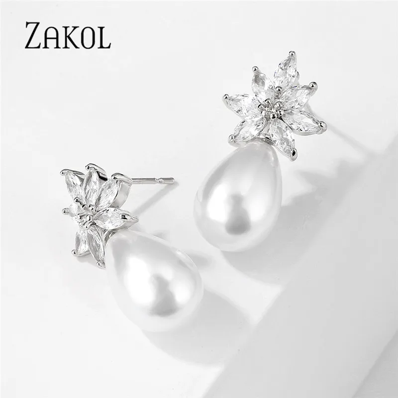ZAKOL новые модные жемчужные серьги-гвоздики для женщин женские Роскошные AAA