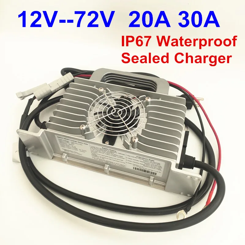 Герметичное водонепроницаемое зарядное устройство 12 В 24 36 48 60 в 72 30 А 25 20 умное для