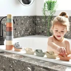 Игрушки для ванны, игрушечные чашки для укладки, красочные детские Игрушки для раннего развития, подарок в виде лодки, сложенные чашечки, Складные Игрушки-башни