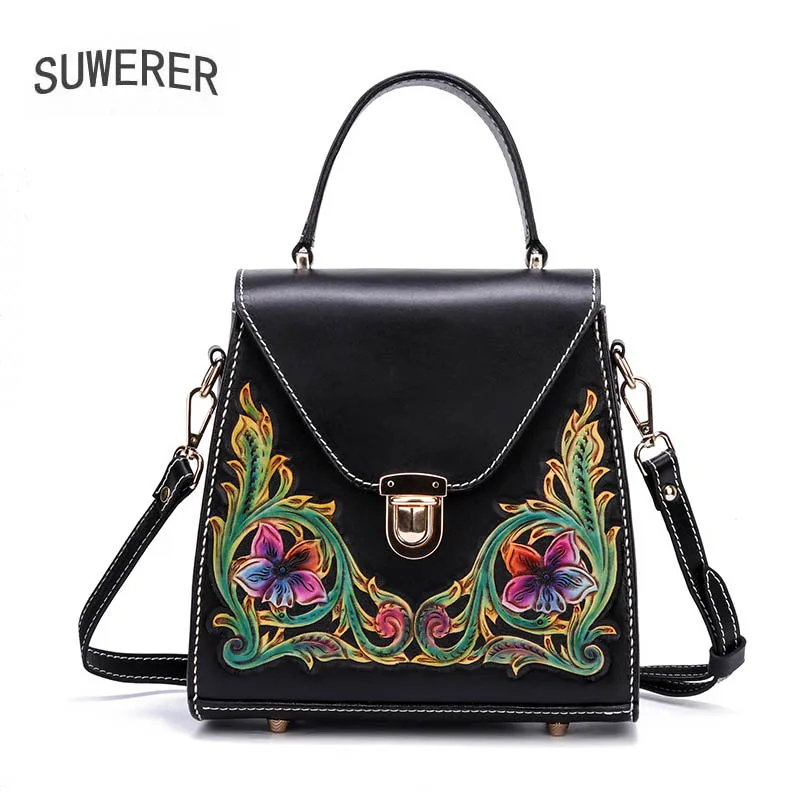 Новая женская сумка из натуральной воловьей кожи с резным узором от известного