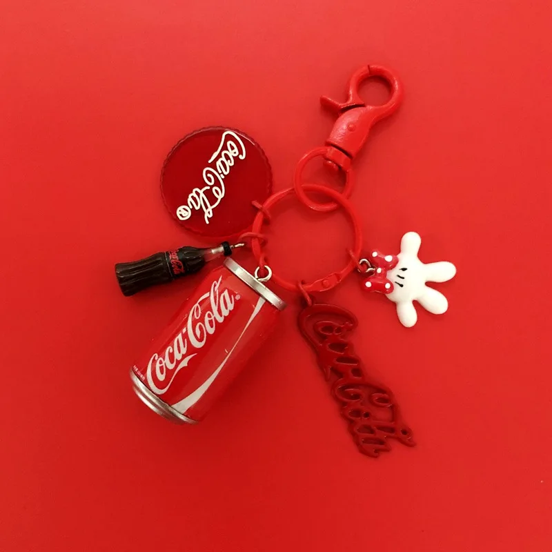 

Classical Model Coke Bottle Keychain Fashion Bag Pendant Jewelry Gift Car Kyes Accessories Small Decorations Key Ring Hot Sale