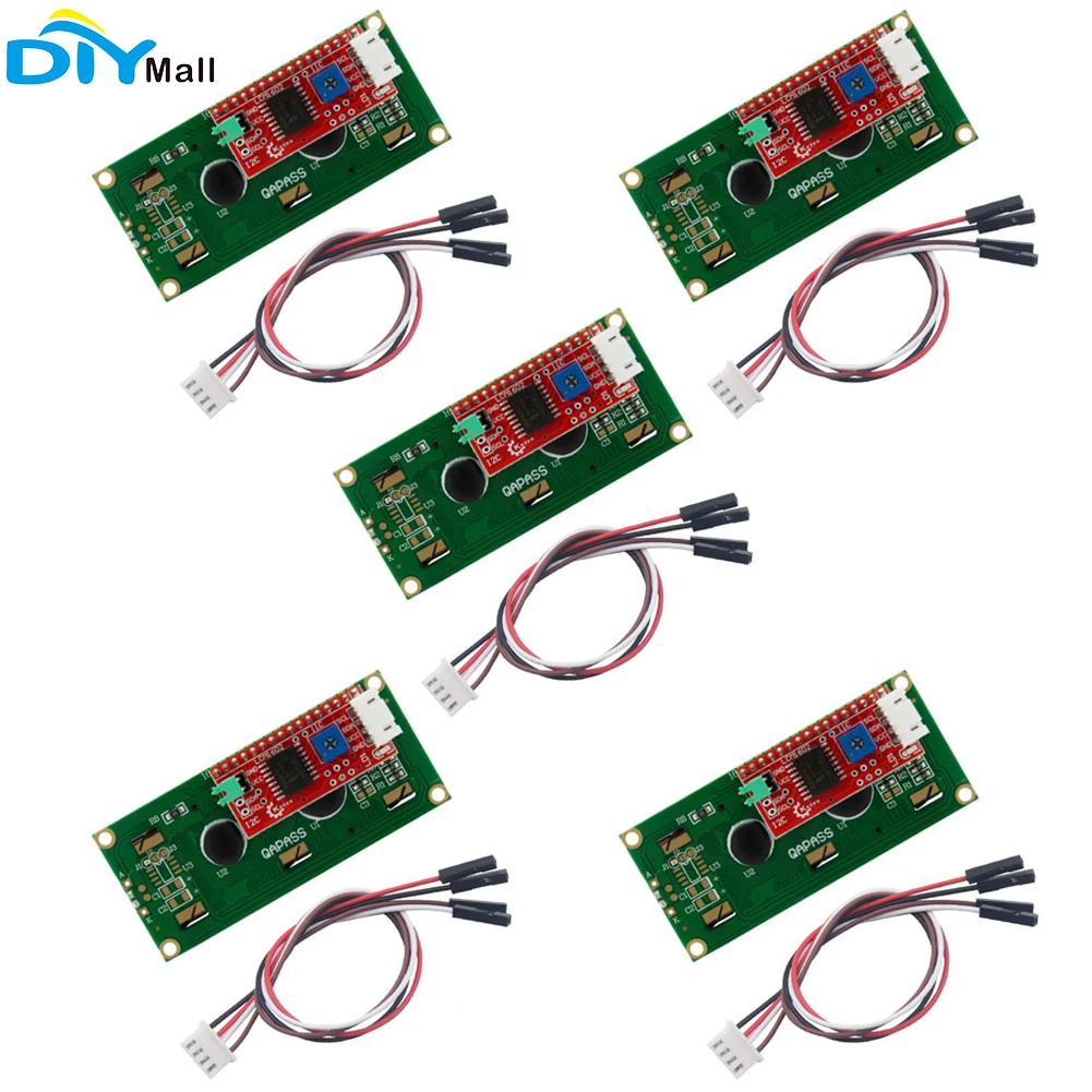 

5pcs Keyes IIC 1602 LCD Screen Module Blue 5V with Adapter 4P 2.54mm Female Dupont Cable