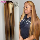 Парик из натуральных волос с эффектом омбре, Медово-Светлые HD прозрачные передние парики на сетке, цветные прямые парики из человеческих волос на сетке спереди