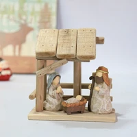 1pc christmas crib nativity scene resin figurines ornaments diy home church decoration figures toy gift