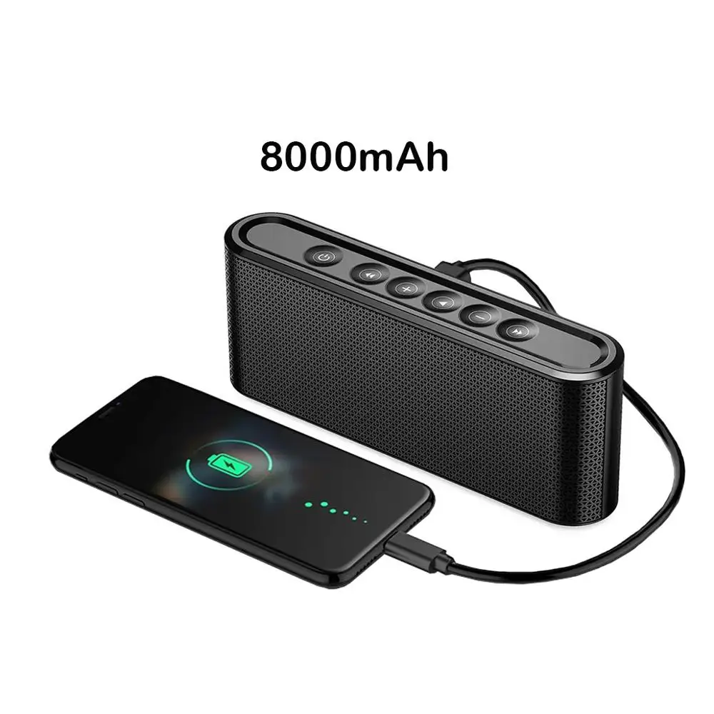 Портативная беспроводная Bluetooth колонка с внешним аккумулятором на 8000 мАч бас