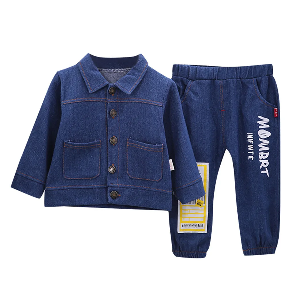 Футболка для маленьких мальчиков и девочек Джинсовая куртка пальто + штаны