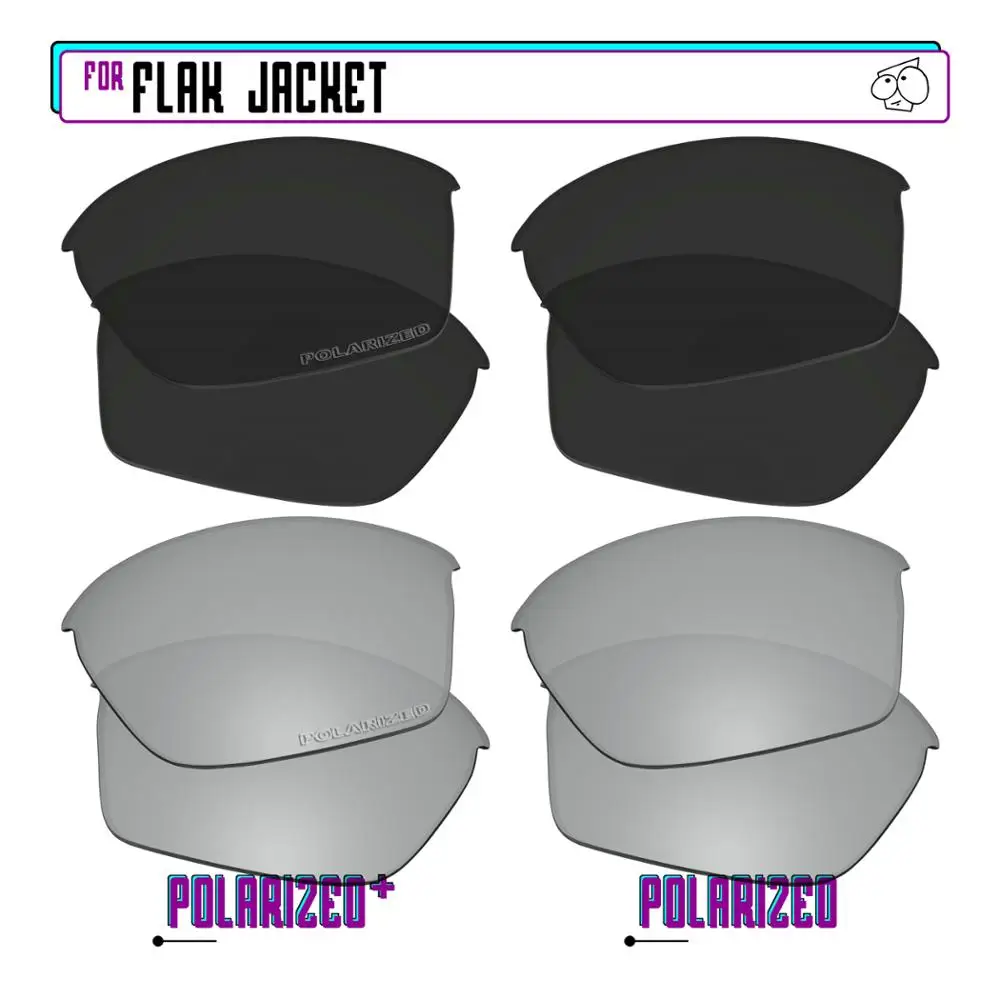 EZReplace Polarized Replacement Lenses for - Oakley Flak Jacket Sunglasses - BlkSirP Plus-BlkSirP