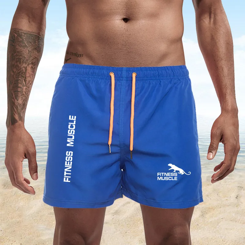 

Fitness Muscle Men Swim Trunks Quick Dry Beach Shorts Mesh Lining Men Surf Beach Shorts 2021 Brand Print Surfing Sports Shorts