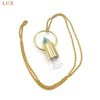 natural crystal quartz rollerball perfume bottle for necklace amazonite bullet pendant massage vial pointed oil diffuser
