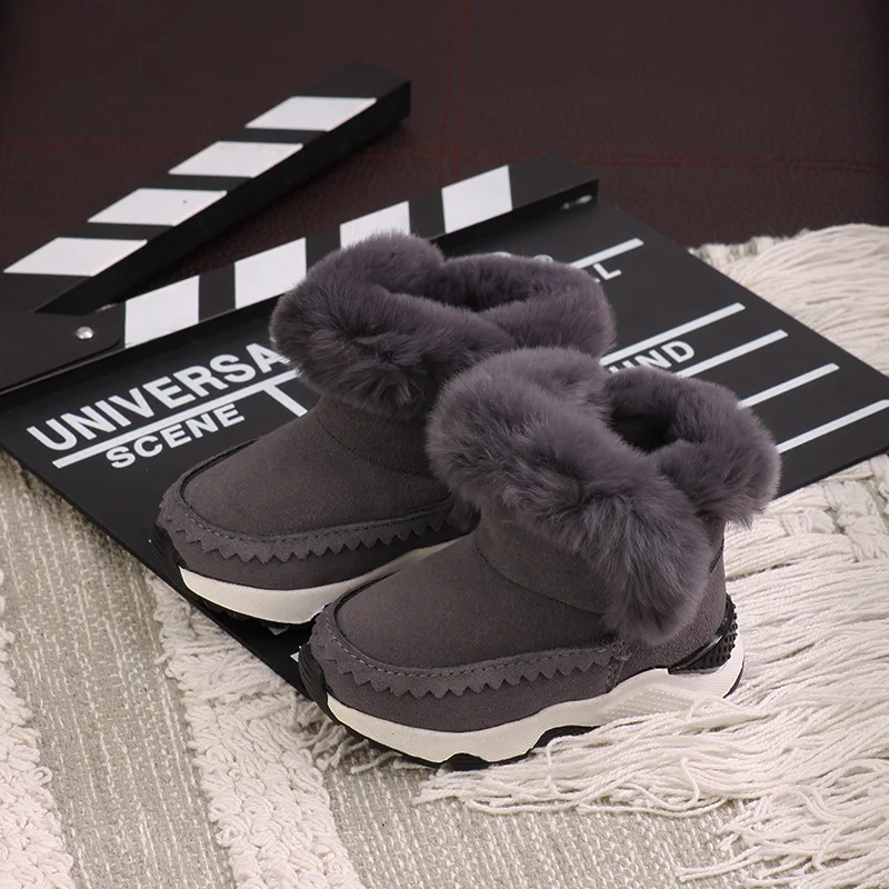 2019 новые зимние теплые детские ботинки Нескользящие из натуральной кожи с