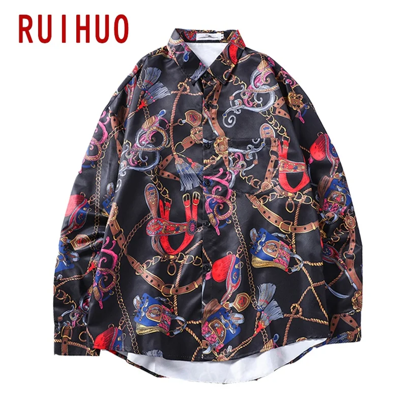 

RUIHUO White Button Up Shirts For Men Clothing Korean Style Men Shirt Long Sleeve Mens Shirt Vintage Clothes 2021 M-2XL