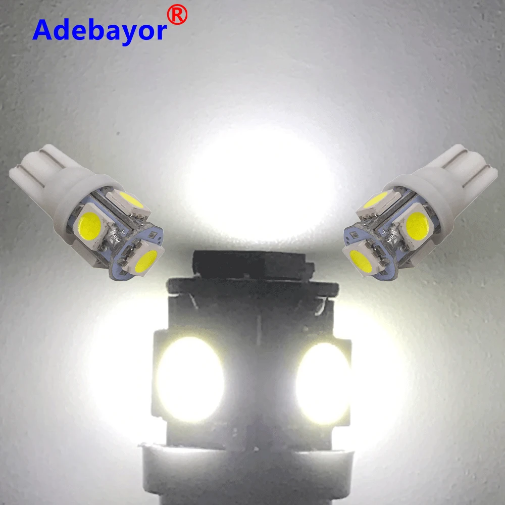 2200 шт. светодиодные лампы T10 W5W 5 SMD белые синие красные желтые зеленые 194 168