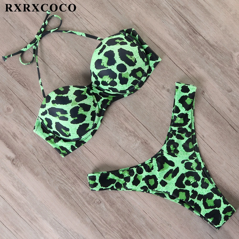 Женский леопардовый купальник с чашками пуш-ап | Женская одежда